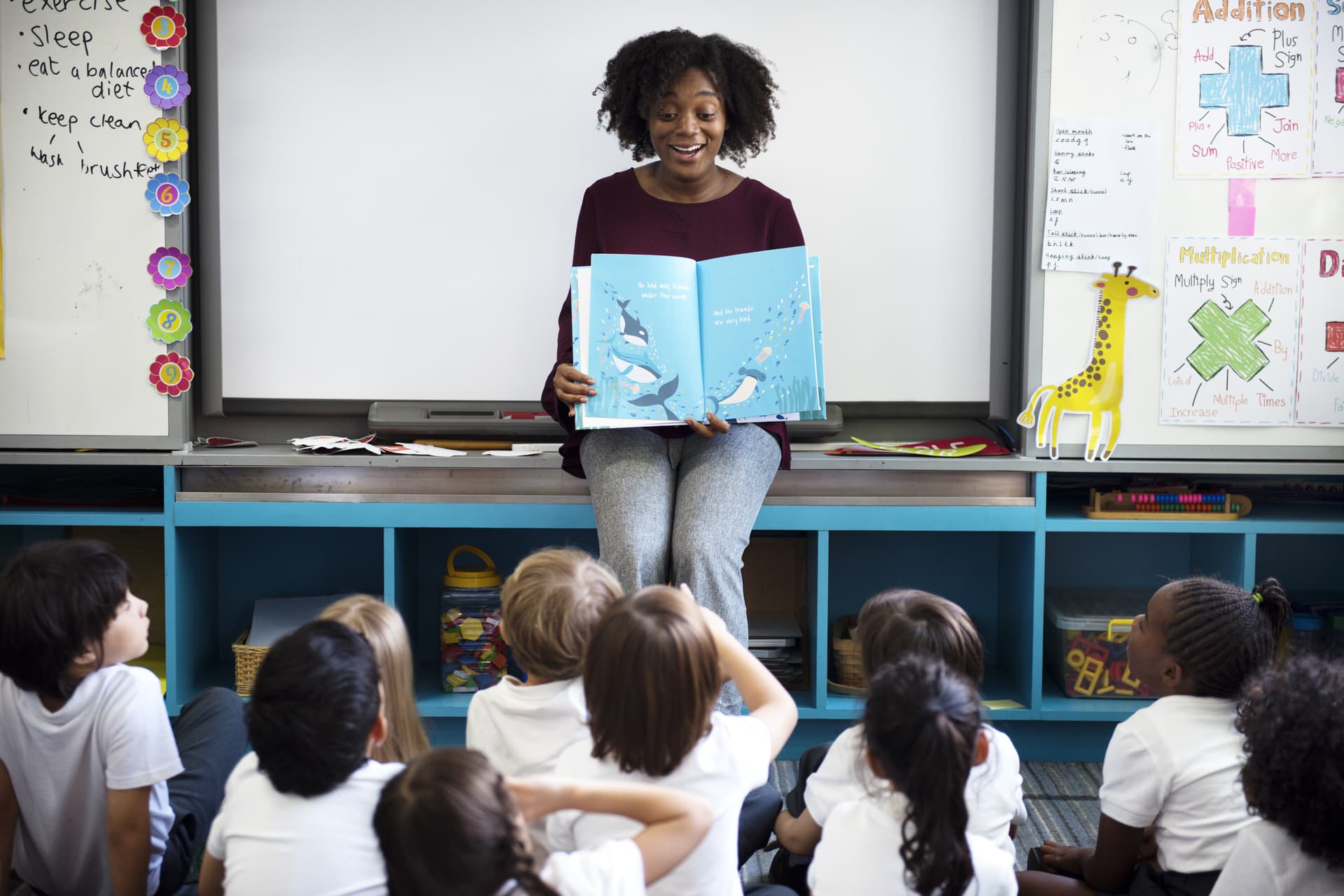 Teacher reading to students