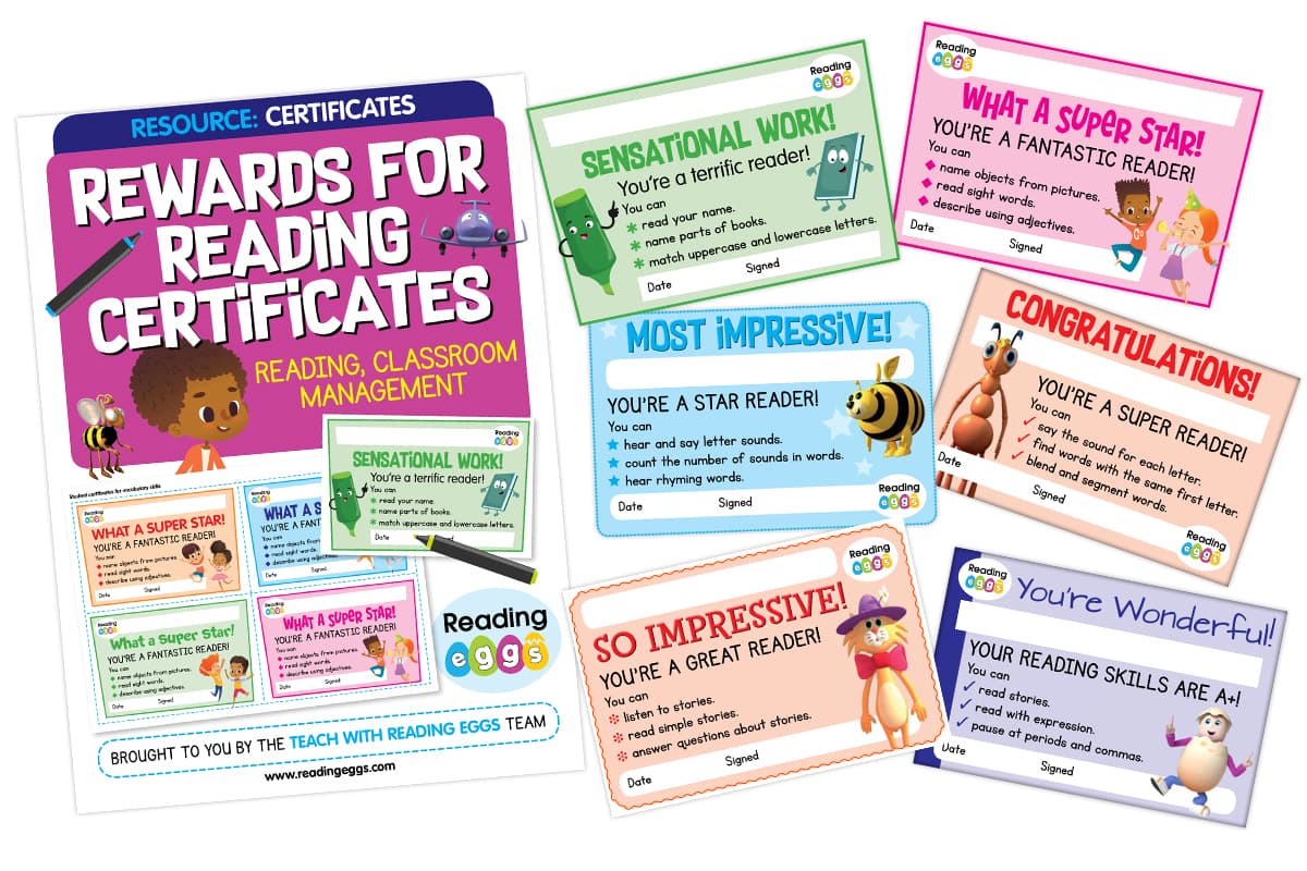 free printable reading rewards certificates