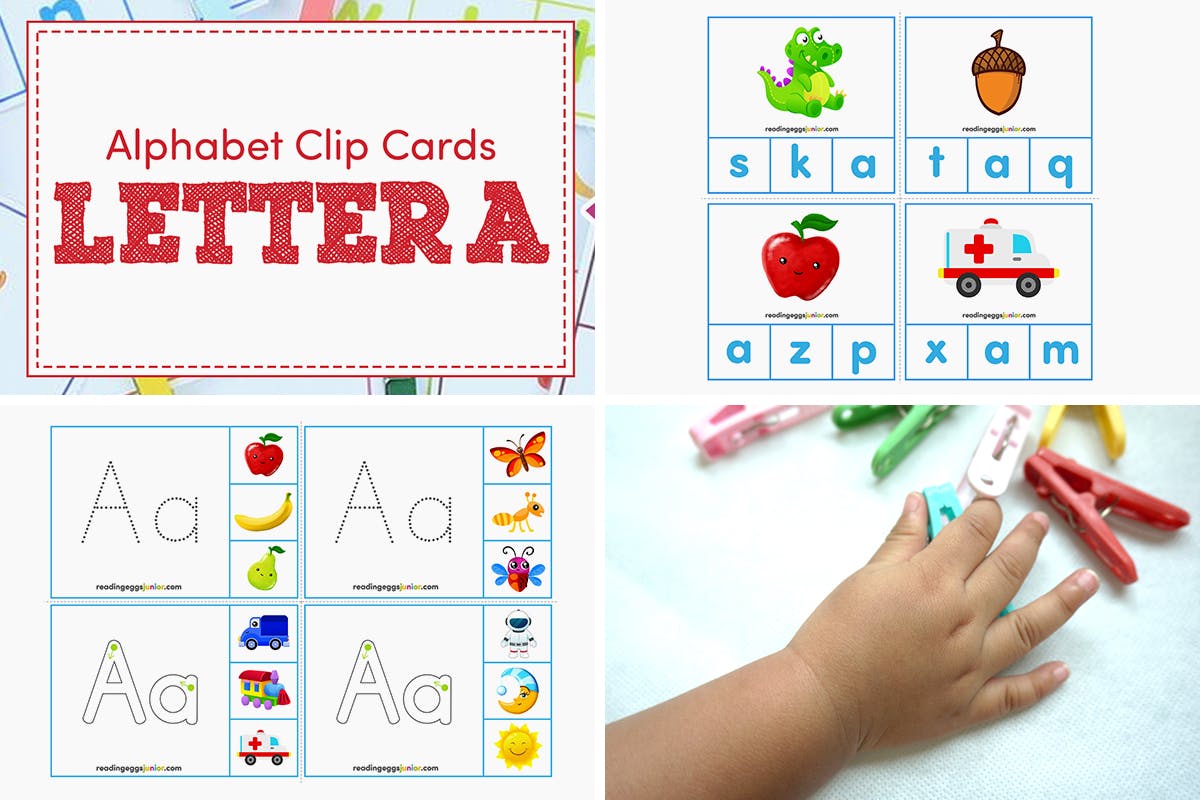 alphabet clip cards can be used with clothespins to develop fine motor skills and letter recognition skills in preschoolers