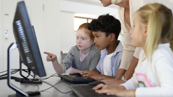 Children learning through a computer