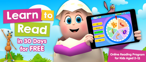 Get ready for back to school. Learn to read in 30 days for FREE – online reading program for kids aged 2–13