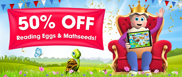 Jubilee Sale! SAVE A MASSIVE 50% on a 12-month subscription to Reading Eggs and Mathseeds.