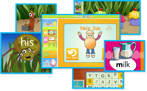 Screenshots from the ABC Reading Eggs program