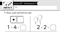 Free kindergarten worksheet maths adding to 5